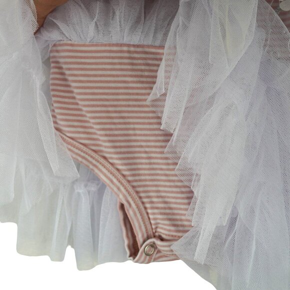 NWOT Popatu Baby Girls Tulle Dress 12M‎ Floral Striped Cotton & Polyester - Picture 3 of 7